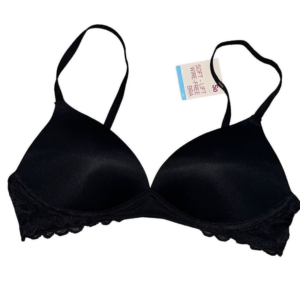 *New* SO Intimates  Size 34C Black Soft Lift Wire-Free Adjustable Bra